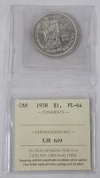 1958 (1858-) Canadian Silver One Dollar Coin . ICCS Graded PL-64