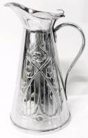 Antique 1915 Art Nouveau Signed J.S. & S. (Joseph Sankey & Son) Solid Copper Handled Water Jug / Pitcher with Tulips and Clover Floral Relief, 9" Tall