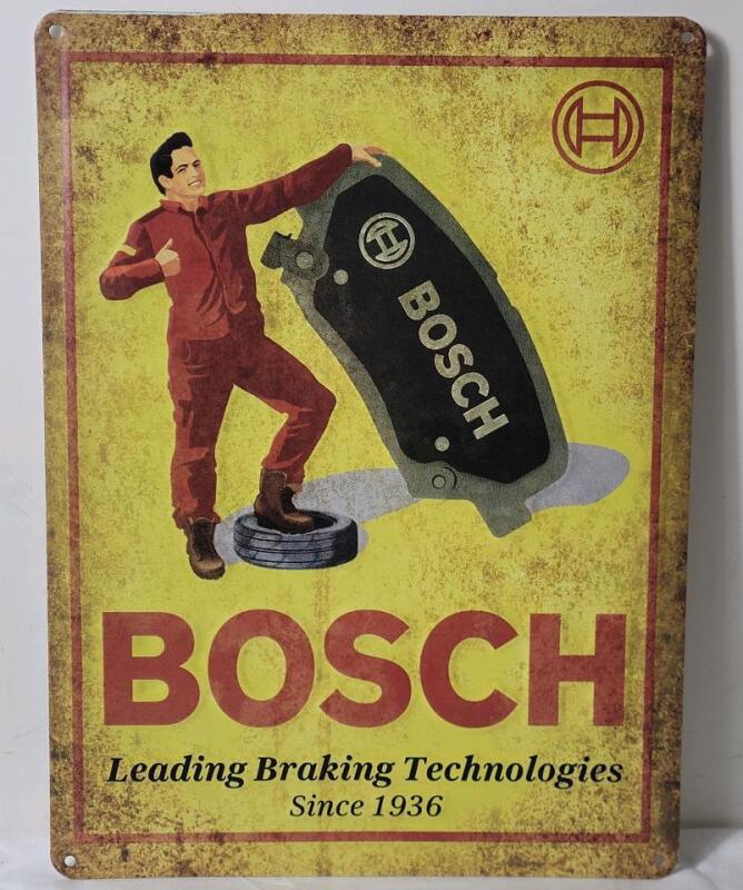 BOSCH braking technologies Metal Garage Sign . Measures 11.5"&times;15.5"