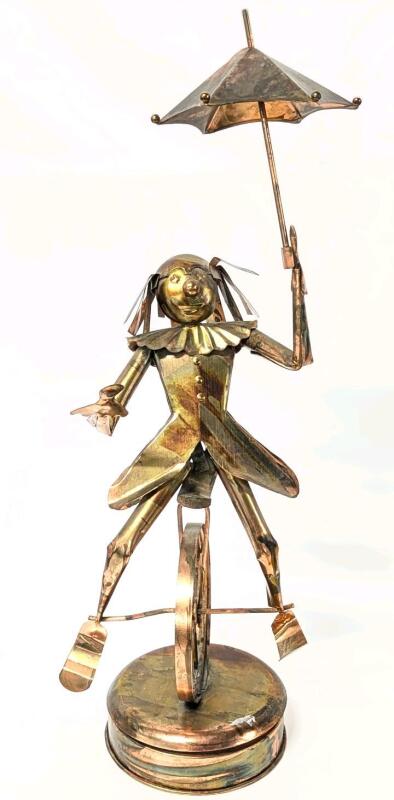 Vintage Sankyo Japan Clown on Unicycle Music Box, Spins & Plays "Send in the Clowns", 16" Tall