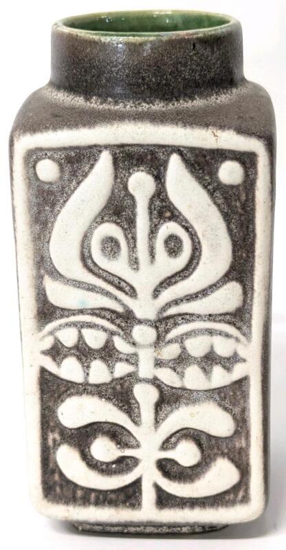 Vintage MCM West Germany Bay Keramik Bodo Mans Aztec Vase 96-14, 5.65" Tall, No Chips or Cracks