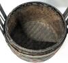 Antique Chinese 2-Tier Wicker Basket With Handpainted Cherry Blossom Design, 16.5" Tall - 5