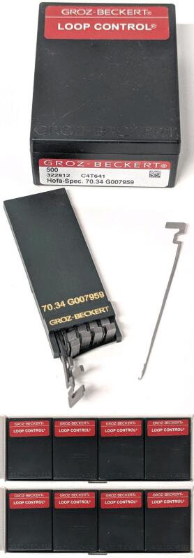 New Case of 4,000 New GROZ-BECKERT Loop Control Industrial Knitting Machine Needles. Hofa-Spec. 70.34 G007959 500 Pack, 8 Packs Per Case