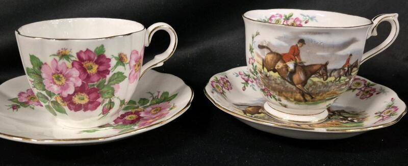 2 Vintage Teacups and Saucers - Royal Albert John Peel & Elizabelham