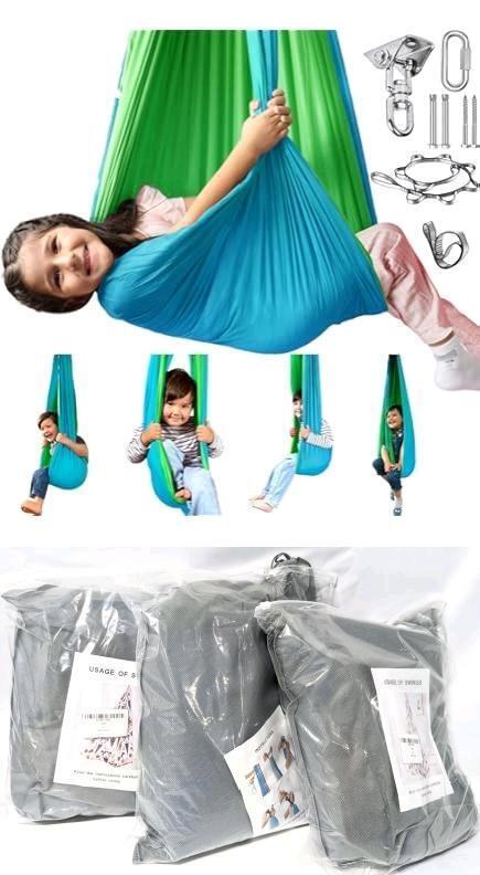 3 New Sensory Hammock Swings for Kids, Double-Layer & 360&deg; Swivel Hanger, Indoor Therapy Swing Great for Autism, ADHD, Sensory Processing Disorder (COLOURS MAY VARY) Holds Up to 220lbs