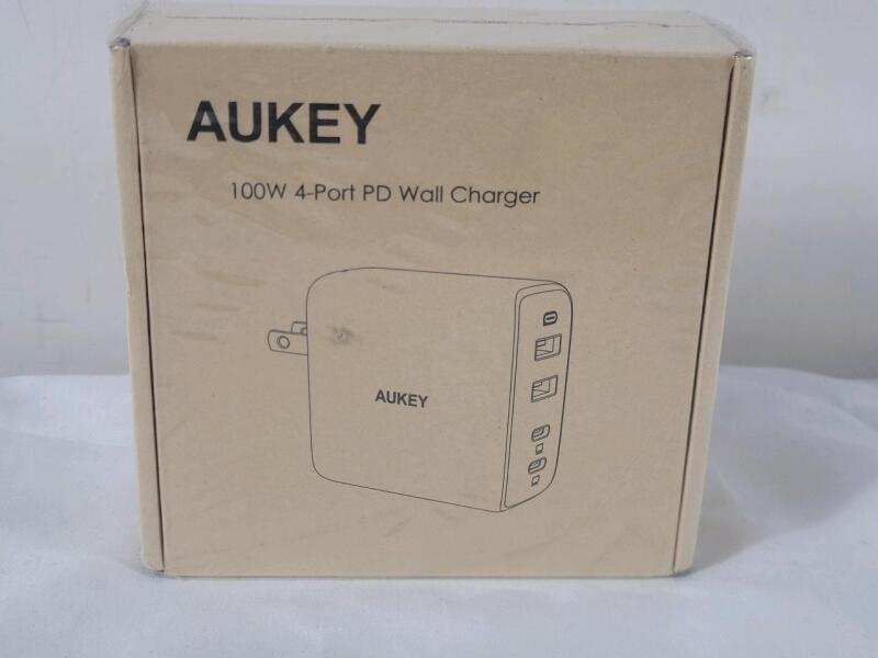 New - Aukey 4-Port PD Wall Charger . 2 USB & 2 USB-C