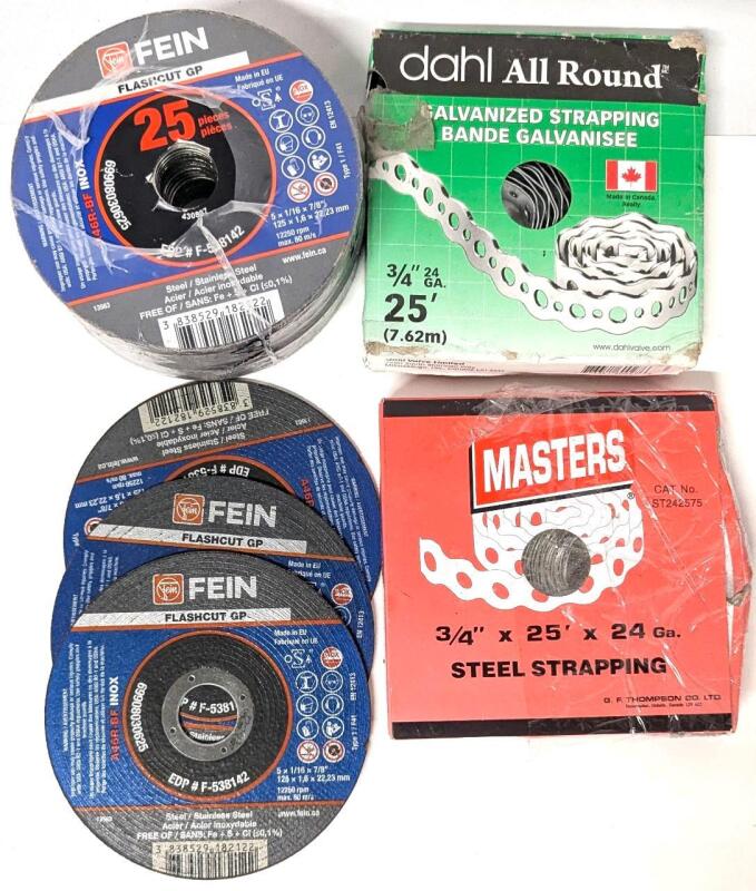 New & As-New FEIN Flashcut GP F-538142 & &frac34;" Dahl & Masters Steel Strapping
