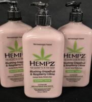 3 New Hempz Herbal Body Moisturizers - Blushing Grapefruit & Raspberry Creme