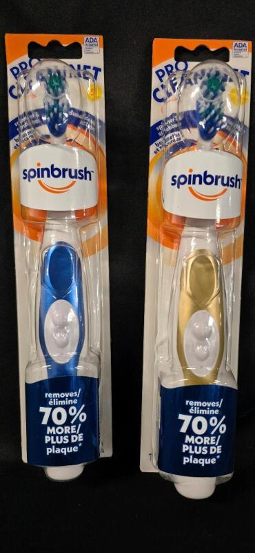 2 New Pro Clean Power Spinbrush Toothbrushes - Soft