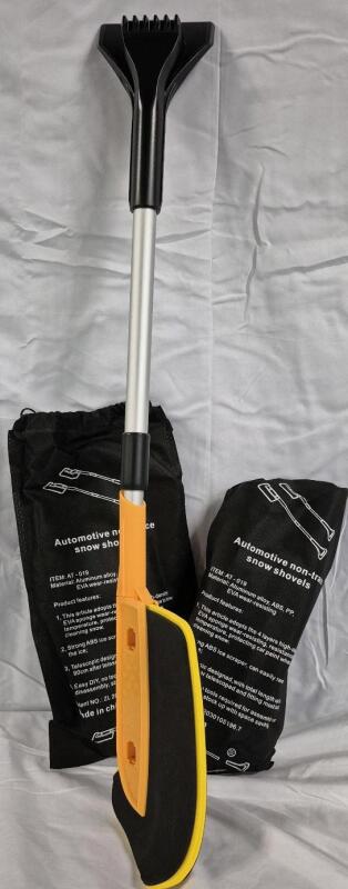 2 New Vehicle Snow Scrapers/Shovels with Pole Extension and Soft Cases