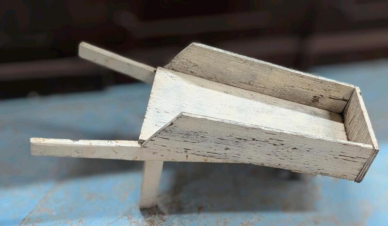 Small Vintage Handmade Wooden Garden Wheelbarrow, Wheel Turns