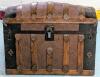 Antique Dome-Top Trunk, Embossed Wheat Design On Top, Missing Side Handles+ 1 Castor, In Surprisingly Good Condition, See Photos