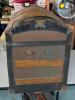 Antique Dome-Top Trunk, Embossed Wheat Design On Top, Missing Side Handles+ 1 Castor, In Surprisingly Good Condition, See Photos - 7