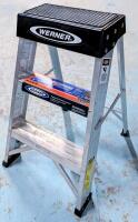 WERNER Aluminum Step Stool 150BCA, 300lbs Load Capacity