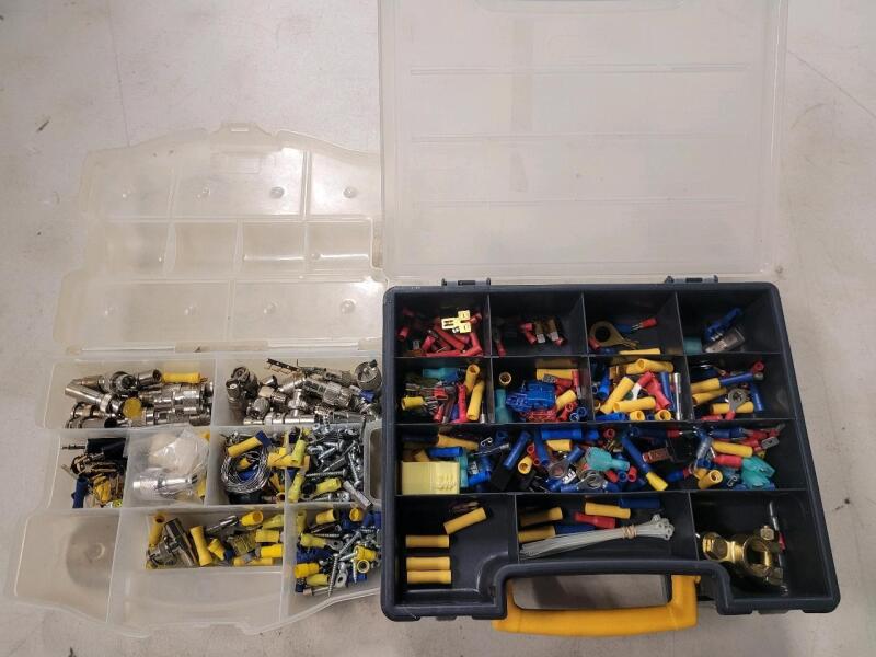 Two (2) Small Cases Filled w/Electrical wire Terminals and Connectors .