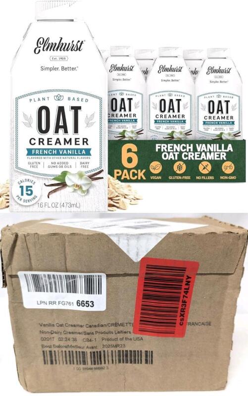 [BB 03/2025] 6 New Elmhurst Cr&eacute;mette Vanilla Oat Creamers 473ml