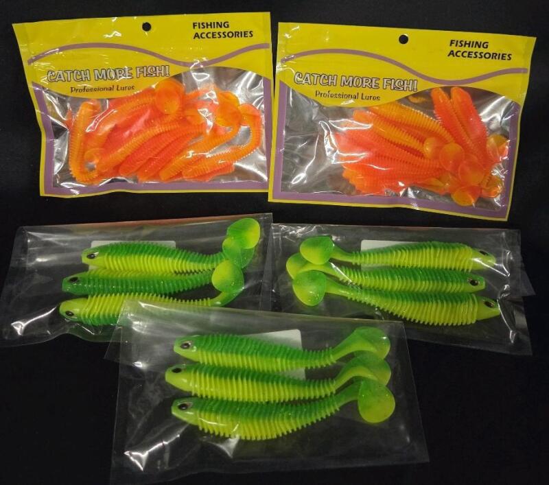 Various Fishing Bait Lures Green And Orange