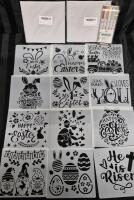 3 New Packs of Easter Stencils - 12 stencils/pack & 5 New Double Sided Zebra Creative Markers