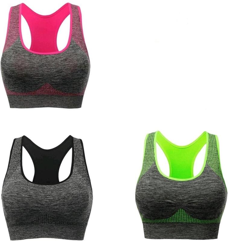 New Size SM Women's TOBWIZU 3-Pack Racerback Sports Bras Multipack Seamless Padded Activewear Bras Pack Workout Gym Sleep Everyday Bras