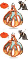2 New Cat Vest Harnesses With Leash, Reflective Pet Harness for Cat, Kitten, Puppy (Large, Orange and Green)