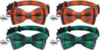 4 New Cat Collars, with Adjustable Breakaway Bowtie and Sliver Bell, for Small Dogs and Cats Neck 7.8"-10.2"