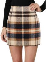 New Size MED Women's Kissmoda Casual Mid-Thigh Winter Fuzzy Fleece Plaid Outer + Lined Inner Skirt With Side-Zipper