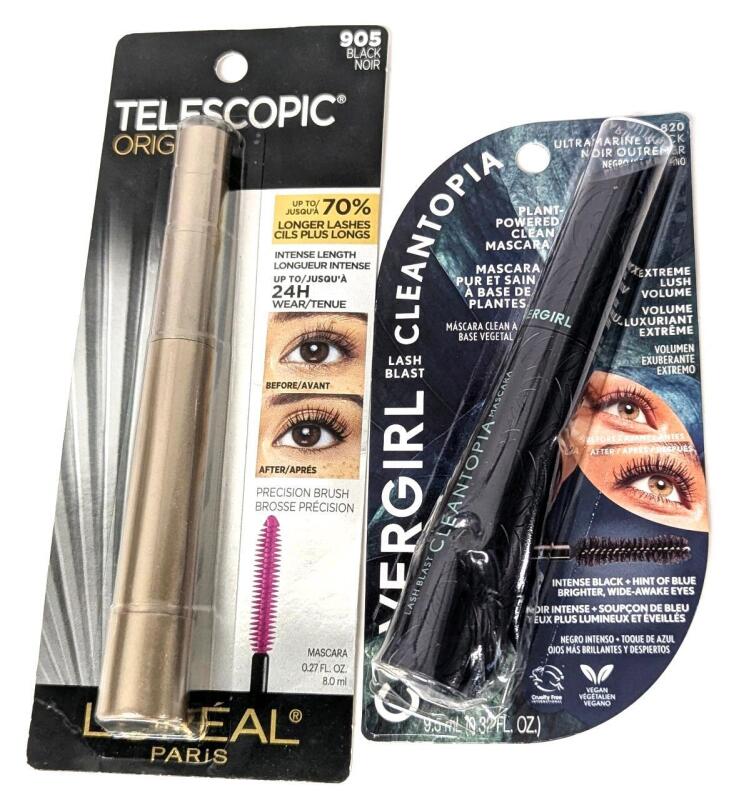 2 New Mascara : CoverGirl Lash Blast Cleantopia Ultramarine Black & L'Oreal Telescopic Original Black