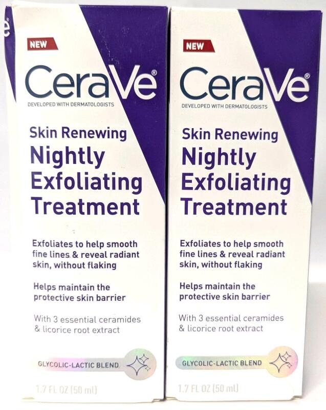 2 New CERAVE Skin Renewing Nightly Exfoliating Treatments