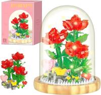 New HighMount Rose Flowers Bouquets Building Toy DIY with Dust Cover Mini Bricks Rose Building Blocks Kit for Adult Mom Women Home Office Desk Decoration Botanical Collection Birthday Gifts - 684Pcs<br/>