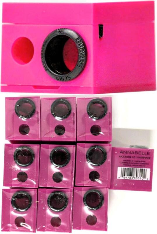 10 New Annabelle 3-in-1 Sharpeners, Cosmetic Pencil Sharpeners, Ultra-Sharp Blades, Includes Removable Adapter for Larger Pencils, Perfect for Eye and Lip Liners, Mess-Free Container
