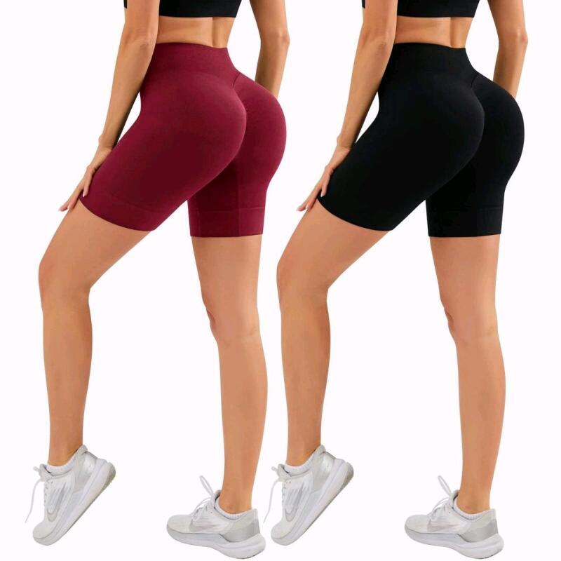 New Size XS Women's 2-Pack Gym Shorts Women Butt Scrunch Booty Workout Seamless Biker Shorts Ladies Sport Yoga Sexy Hip Lifting Tummy Control Shorts for Joggers