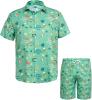New Size MED Men's St Patricks Day Shirt Men Irish Hawaiian Shirts Shorts Set Shamrock Button Up Shirts for St.Patrick's Day Party