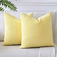 New JOTOM Pack of 2 Corduroy Throw Pillow Covers Soild Decorative Pillow Covers Soft Square Pillowcase for Couch Sofa Bedroom Car 22x22 Inch 55x55 cm (Yellow)