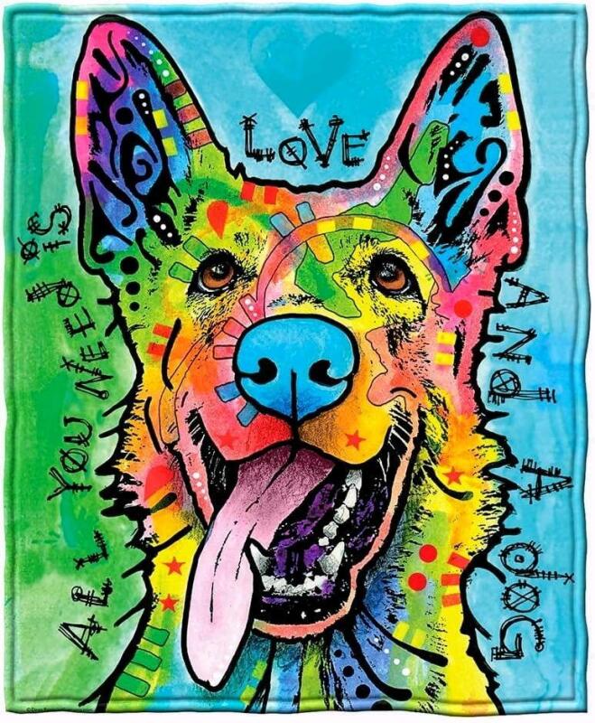 New Dawhud Direct Super Soft Fleece Throw Blanket "All You Need Is Love And A Dog"