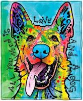 New Dawhud Direct Super Soft Fleece Throw Blanket "All You Need Is Love And A Dog"