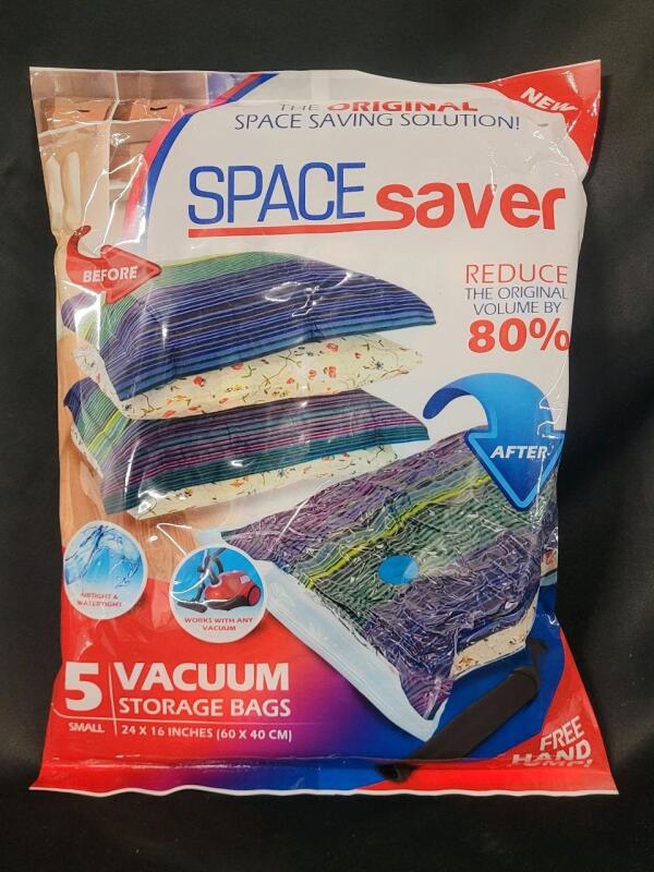 New Space Saver Vacuum Storage Bags . Five (5) 24"&times;16" bags