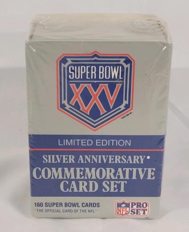 1990 Pro Set Super Bowl XXV Silver Anniversary Commemorative Card Set. Sealed .