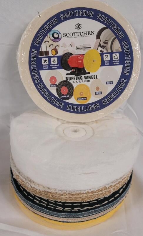 New Scottchen Buffing Wheel 6" Pads . 5 Various Pads : Hard , Coarse , Medium , Fine & Soft