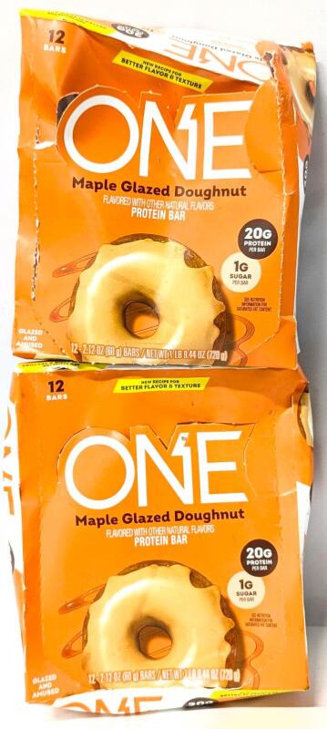 [BB 10/2025] 2 New Boxes ONE Maple Glazed Donut Protein Bars, 12 Bars Per Box
