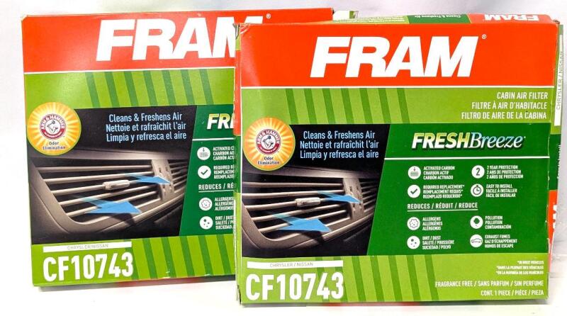2 New FRAM CF10743 Chrysler/Nissan Cabin Air Filters