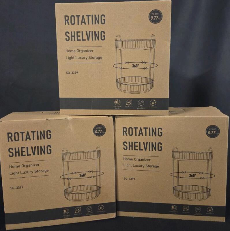 3 New Rotating Shelving Home Organizer Light Luxury Storage