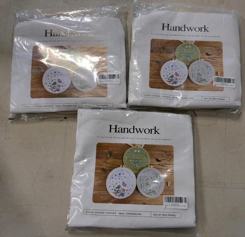 3 New Handwork Embroidery Kits.