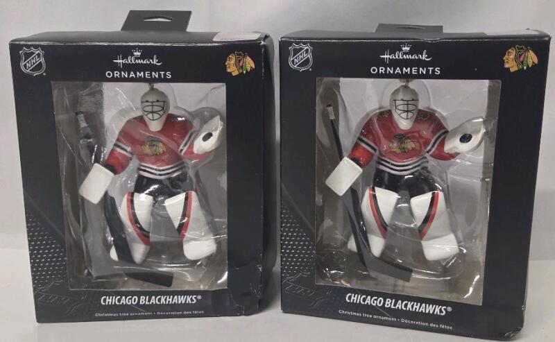 2 New NHL Chicago Blackhawks Hallmark Ornaments