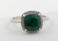 2.7 ct Certified Silver Emerald gemstone Ring ($3,500 Appraisal)