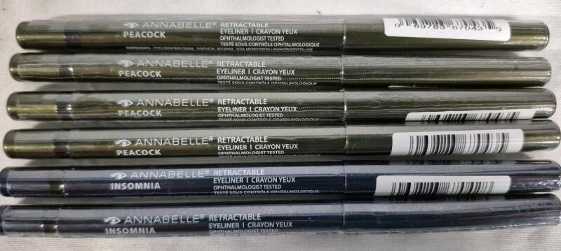 6 New Annabelle Retractable Eyeliners - Peacock & Insomnia