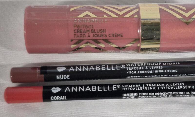 3 New Annabelle Makeup Products 2 Lipliners (Nude & Corail) & Cream Blush Stick (Golden Pink)