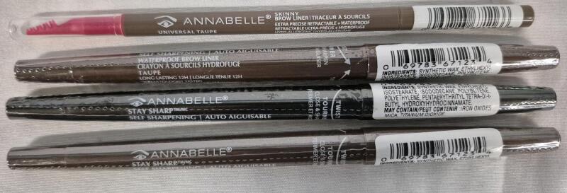 4 New Annabelle Brow Liners Waterproof (Taupe & Ebony)