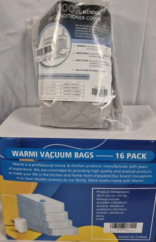 15 As New Warmi Vacuum Bags - 4 Sizes - PUMP Not Included & Indoor sz Med Window Air Conditioner Cover