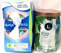 32 New ALWAYS Size 2 Heavy Flow Pads With Wings - 30 190% Organic Cotton Core Tampons