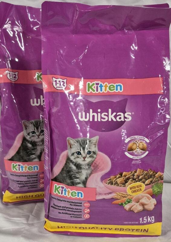 [BB 120325] 2 New Bags Whiskers Kitten Food 1-12 Mtns